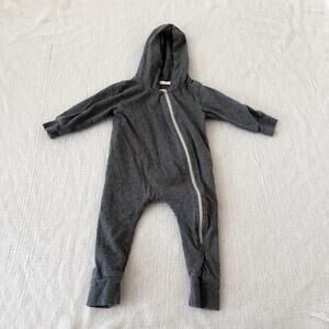 Mini Mioche Grey Zippered Hood One Piece Jumpsuit Romper - 3 to 6 Months